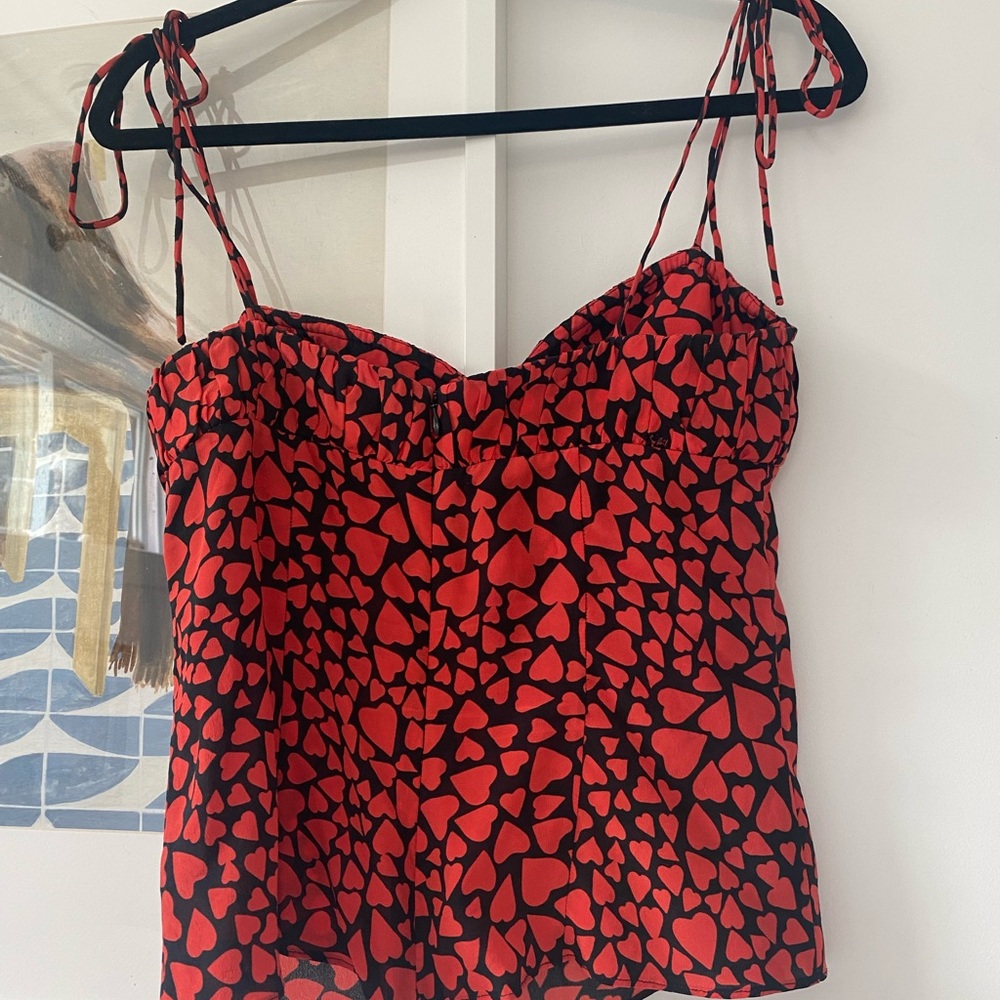 Realisation Par Red and Black Bustier Camisole Top